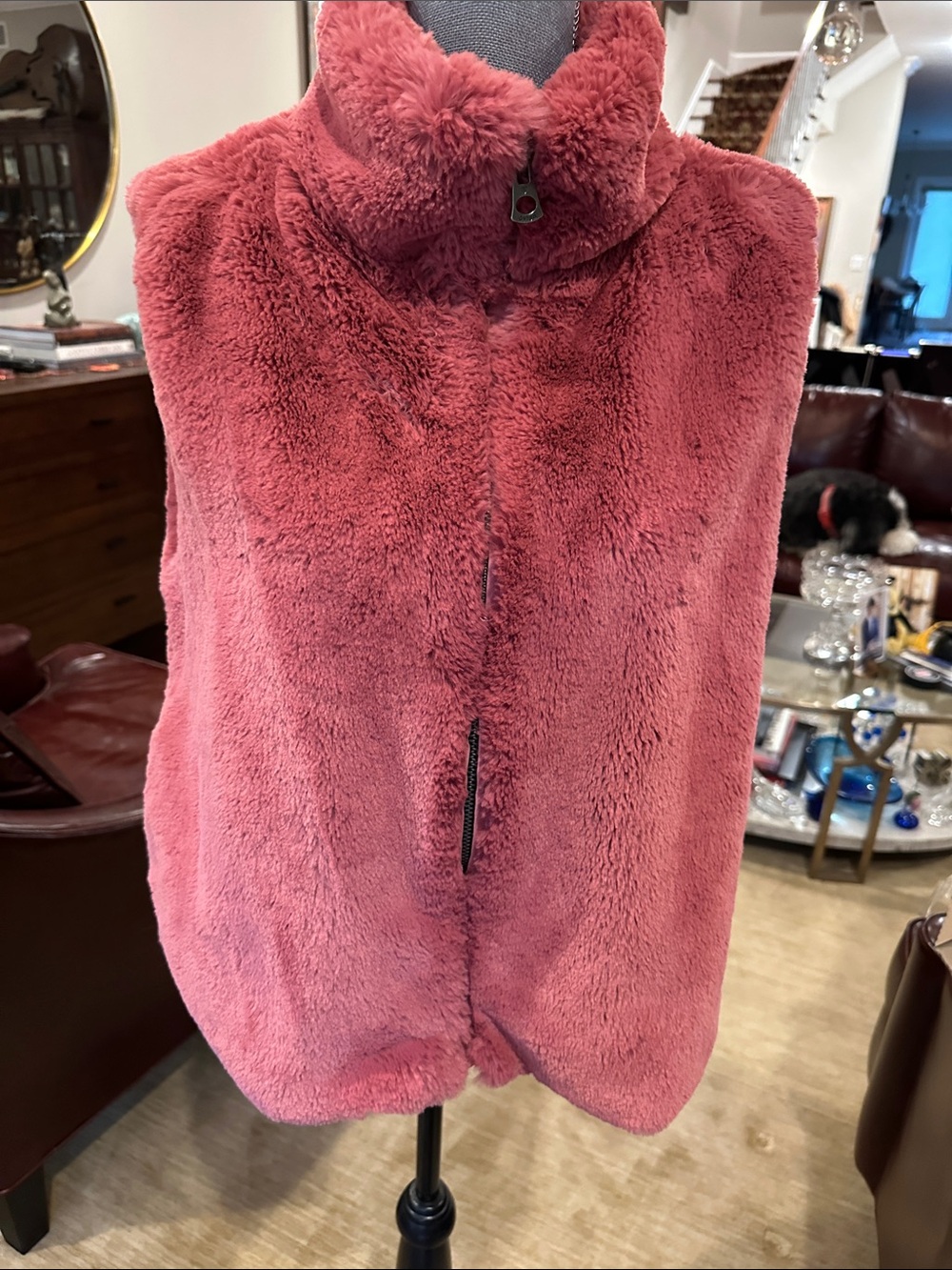 New Dylan Plush Faux Fur Vest in Rose - large